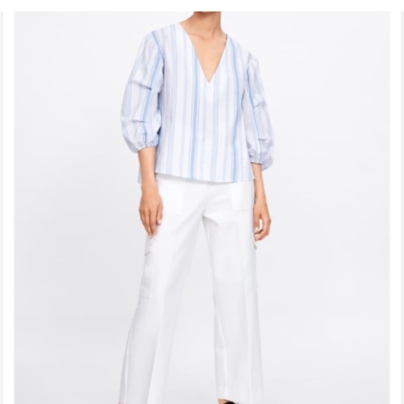 Zara blue and white striped shirt - Picture 2 of 5